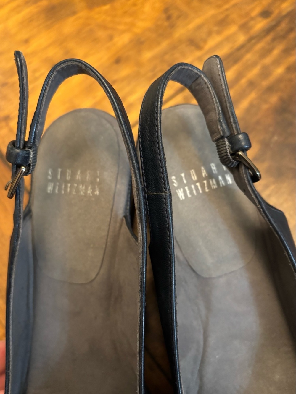 STUART WEITZMAN AUTH $399 Women Navy Blue Nappa Leather Tipin Cap Toe Wedge 6.5 - Picture 7 of 9
